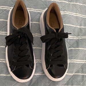 Black Sneakers with Tan Accents